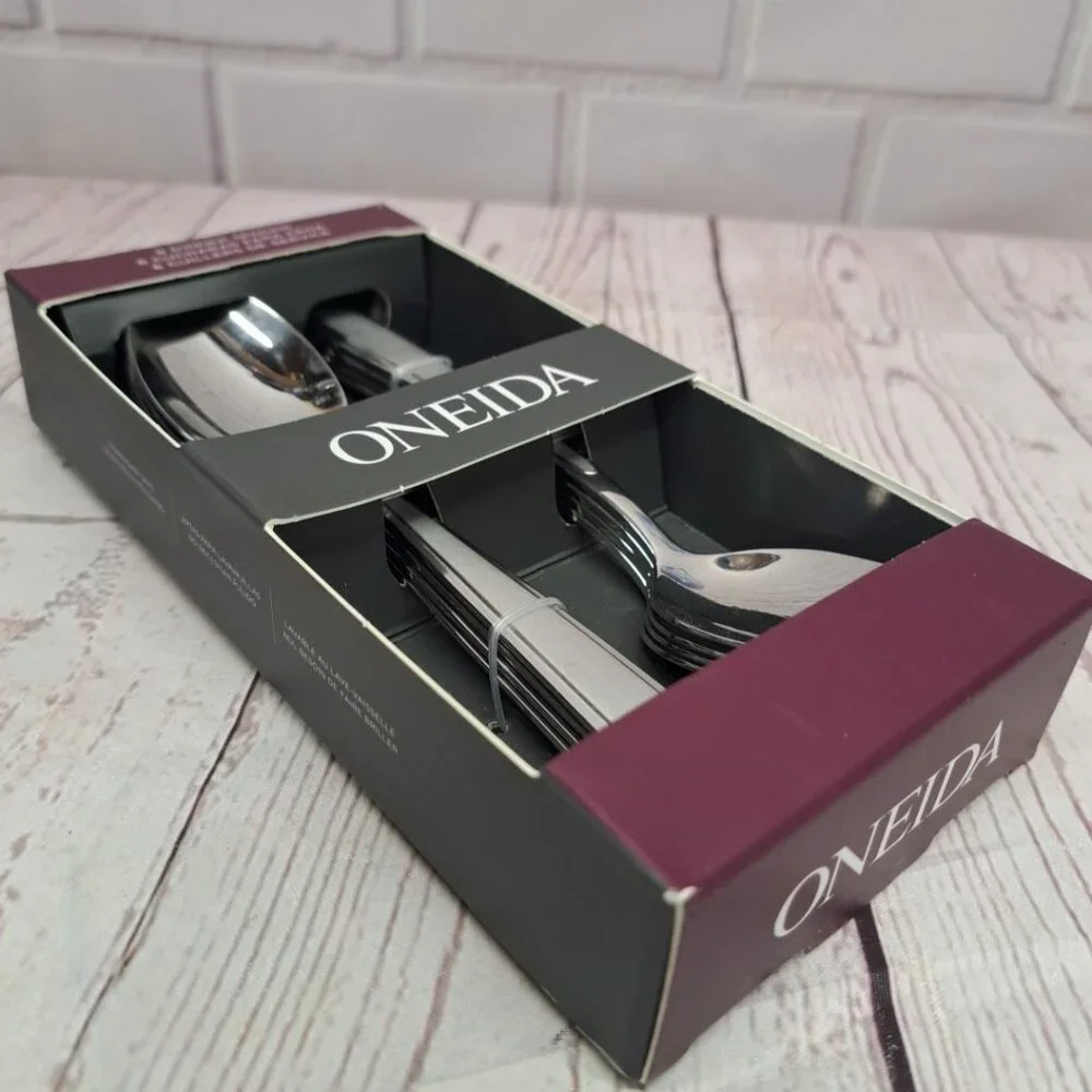 New Oneida Jordan 895451 Frosted‎ Stainless Silverware 8 Dinner Spoons 7.5”